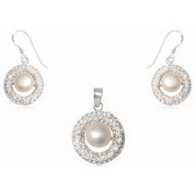 Серебряный набор TN937 натуральный жемчуг с кристаллами Swarovski