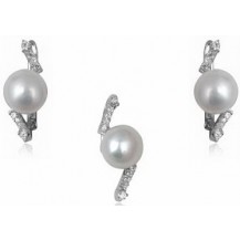 Серебряный набор TN940 натуральный жемчуг с кристаллами Swarovski