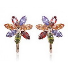 Серьги-клипсы с цирконами, позолота 18k