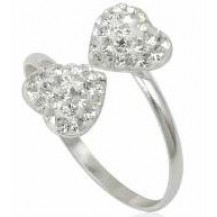 Серебряное кольцо Сердце с кристалами Swarovski  Размер 17,18,19 TN982