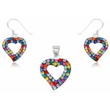 Серебряный набор Сердечки с кристаллами Swarovski (TN985)
