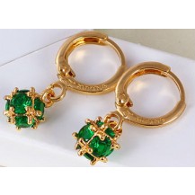 Серьги Изумрудные цирконы позолота Gold Filled (GF107)