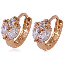 Маленькие Серьги колечки, цирконы, позолота Gold Filled (GF104)