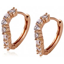 Серьги колечки Волна с цирконами, позолота Gold Filled (GF115)