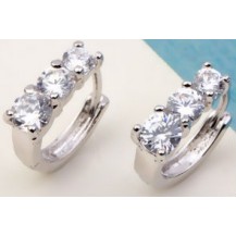 Серьги белая позолота колечки с цирконами (GF225)