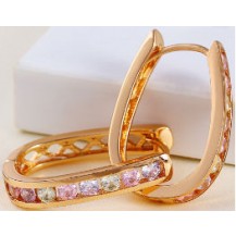 Серьги крупные колечки позолота цирконы (GF392