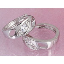 Серьги колечки цирконы белая позолота (GF431