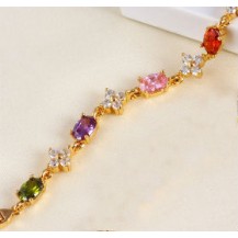 Браслет позолота Gold Filled с разноцветными цирконами (GF491