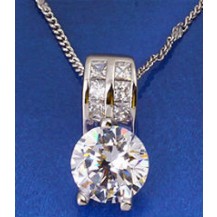 Кулон с цепочкой белая позолота Gold Filled с цирконами (GF482