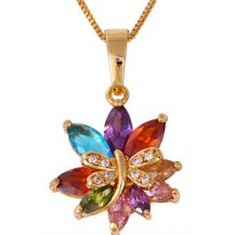 Кулон позолота Gold Filled с разноцветными цирконами (GF479
