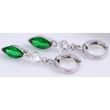 Серьги белая позолота изумрудные цирконы (gf600