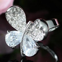 Кольцо 4 Carat Butterfly Ring use Swarovski Crystal Free Size SR107. Безразмерное