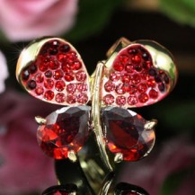 Кольцо 4 Carat Red Butterfly Ring use Swarovski Crystal  SR111. Безразмерное 