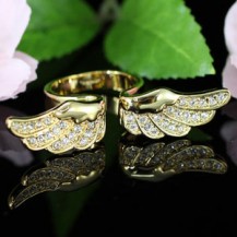 Кольцо Angel Wing Gold Plate Ring w/ Swarovski Crystal SR096 - 16й размер