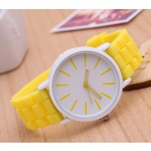 Часы Женева Кварц с силиконовым ремешком Желтые 013-5