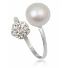 Кольцо TN369.Серебро 925,Swarovski, натур. жемчуг. Все размеры