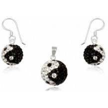 Набор TN503 Инь-янь. Серебро 925. Swarovski Crystals