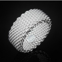Кольцо Tiffany звенья - Покрытие серебром  Размер 17 (TF-R067)