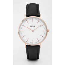 Часы женские Cluse черный ремешок золотистые
