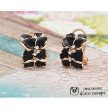 Серьги Загадочные Лепестки черные tb1051
