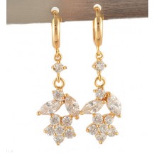 Серьги Flora. Позолота 375й пробы. Цирконы