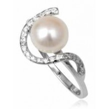 Кольцо TN820 Серебро 925. Swarovski, натур. жемчуг. Размер 16 (родиров)
