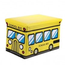 Пуф Короб складной, ящик для игрушек Школьный Автобус желтый