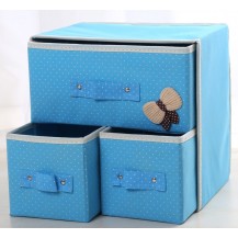 Органайзер для белья и одежды Комодик 3 ящика Голубой