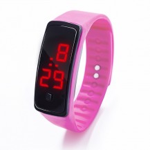 Спортивные силиконовые часы-браслет LED темно-розовые SW2-10