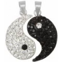 Набор из двух кулонов Инь Янь TN655. Серебро 925. Swarovski Crystals