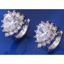 Серьги колечки с цирконом Сердце (GF441