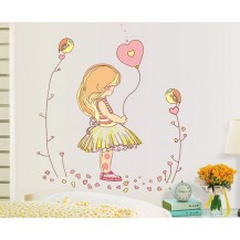 Интерьерная наклейка на стену Девочка с шариком (mAY7084)