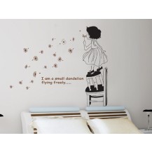 Интерьерная наклейка на стену Девочка с одуванчиком (ay715)