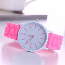 Часы Женева Кварц с силиконовым ремешком Розовые 013-6