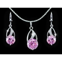 Набор 7.5 Carat Simulated Pink Sapphire 18K Necklace Earrings Set SN264