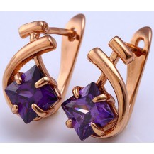 Серьги с Аметистовым цирконом, позолота (GF503