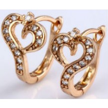 Серьги колечки сердце позолота цирконы (gf550
