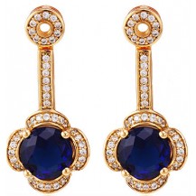 Серьги Luxury с темно-синим цирконом позолота (gf558