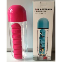 Пляшка для води з таблетницею Pill & Vitamin Рожева