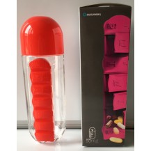Пляшка для води з таблетницею Pill & Vitamin Червона