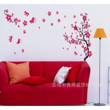 Интерьерная наклейка Сакура (цветы красные)