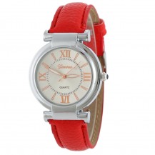 Часы женские наручные Geneva Wish красный ремешок 129-3