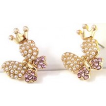 Серьги бабочки с короной (tb367)