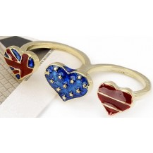 Кольцо на два пальца Heart Flags (tb316)