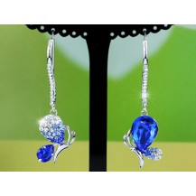 Серьги Blue CZ Stone Butterfly Earrings use Swarovski Crystal SE379 