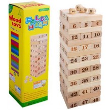 Игра настольная - Дженга (48 брусков) с кубиками