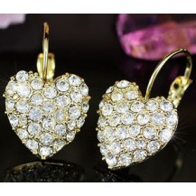 Серьги Gold Plate Heart Earrings use Swarovski Crystal SE103