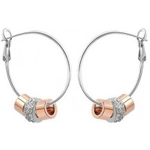 Серьги Silver and Rose Gold Color Hoop Earrings use Swarovski Crystal SE511