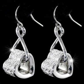 Серьги Dangle Heart Earrings use Swarovski Crystal SE284