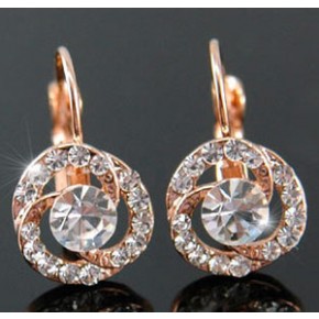 Серьги Rose Gold Plated Rose Earrings use Swarovski Crystal SE089